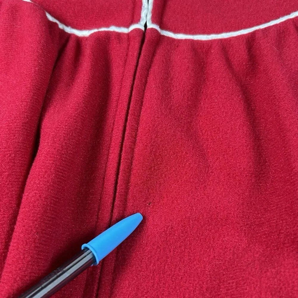 Vintage 70-80s Carriage Court Sears Zip Housecoat Robe Med Red ILGWU Union Made